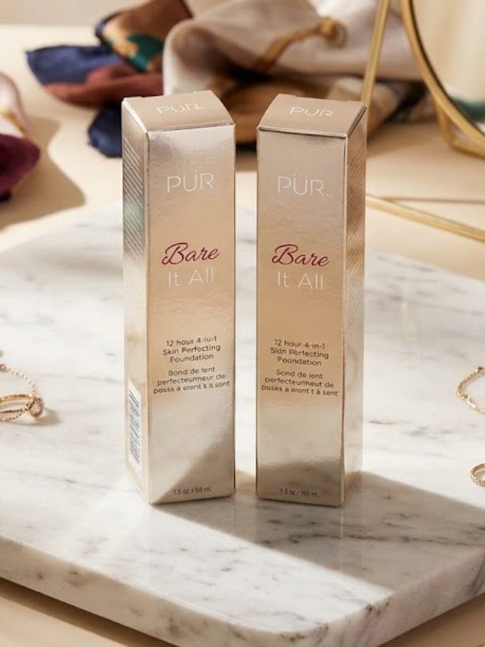 2X PUR Bare It All 12 hour 4-in-1 Skin Perfecting Foundation 1.5 oz #Medium Dark